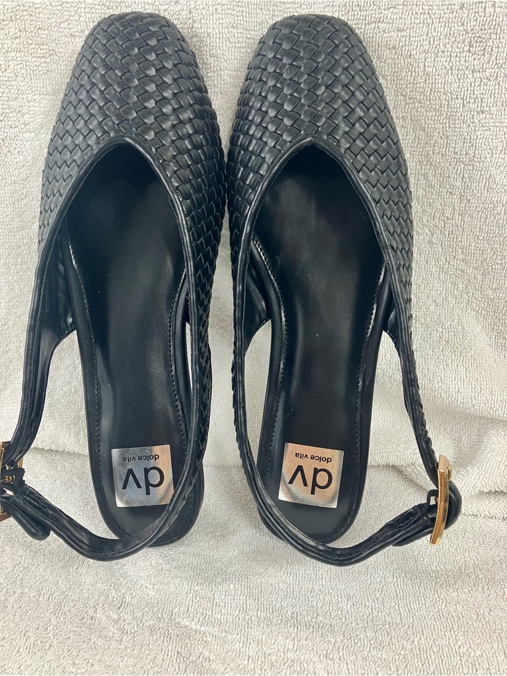 Dolce Vita Black Woven Slingback Mules